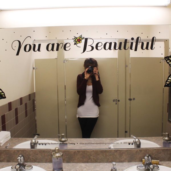 custom mirror graphics - bathrooms